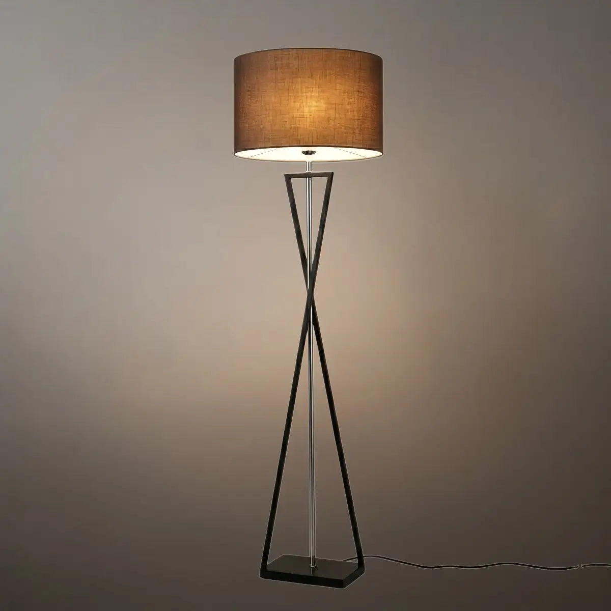 Modern Floor Lamp with Cylindrical Fabric Shade
